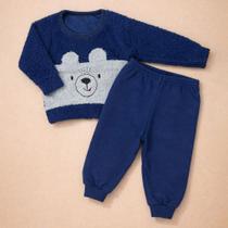 Conjunto Longo para Bebê Ursinho Peludo Bordado Especial Cor:MarinhoTamanho:P Conjunto Longo para Bebê Ursinho Peludo Bordado Especial Cor:MarinhoTamanho:P