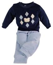 Conjunto Longo Plush Luxo Blusa Calça Bebê Menino Ref 7294