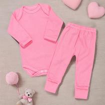 Conjunto Longo Rosa Basic em Suedine 100% Algodão para Bebê