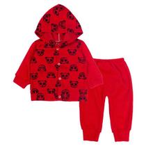 Conjunto longo vermelho para bebê panda