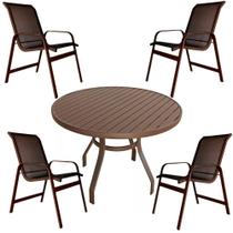 Conjunto Lótus Mesa 90cm 4 Poltronas Marrom Conjunto Lótus Mesa 90cm 4 Poltronas Marrom
