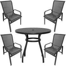 Conjunto Lótus Mesa 90cm 4 Poltronas Preto Conjunto Lótus Mesa 90cm 4 Poltronas Preto