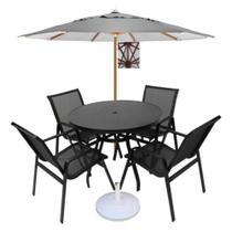 Conjunto Lótus Premium Com Ombrelone Preto Conjunto Lótus Premium Com Ombrelone Preto