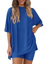 Conjunto Lounge de Dois Peças PRETTYGARDEN Azul Royal P Conjunto Lounge de Dois Peças PRETTYGARDEN Azul Royal P