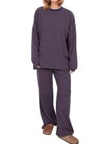 Conjunto lounge MISSACTIVER listrado de 2 peças para pijamas femininos