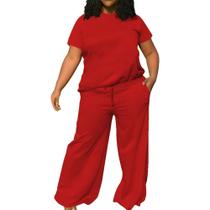 Conjunto Lounge TOPSRANI, moletom feminino plus size, manga curta