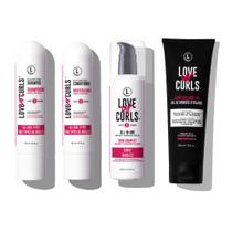 Conjunto Love Ur Curls para Cabelos: Shampoo, Condicionador, Modelador e Gel