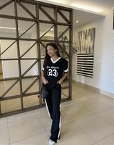 Conjunto Lu em Moletinho com Calça e Faixas Brancas