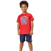 Conjunto Luc.Boo Camiseta E Bermuda Nylon Vermelho Inveno