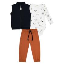Conjunto Luc.Boo Com Colete Preto e Bichinhos Branco Inverno Conjunto Luc.Boo Com Colete Preto e Bichinhos Branco Inverno