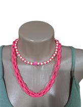Conjunto Lucia: chocker bicolor neon (37 cm) com colar de elos em acrilico (52 cm). Conjunto Lucia: chocker bicolor neon (37 cm) com colar de elos em acrilico (52 cm).