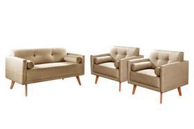 Conjunto Luma Sofá + Poltronas Living com Almofadas Decoração Moderna