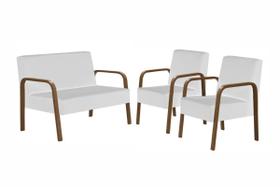 Conjunto Luna 1 Poltrona 2 Lugares e 2 Poltronas de 1 Lugar Braço Madeira D Salla material sintético Conjunto Luna 1 Poltrona 2 Lugares e 2 Poltronas de 1 Lugar Braço Madeira D Salla material sintético