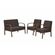 Conjunto Luna Braço Madeira D Salla Suede Marrom Conjunto Luna Braço Madeira D Salla Suede Marrom