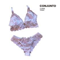 Conjunto Luna, Conjunto Calcinha e Sutiã de Renda sem Bojo, conjunto lingerie sem aro, super confortável.