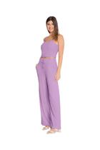 Conjunto Lunender Blusa Cropped E Calça Wide Leg Lilás