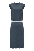 Conjunto Lunender Saia E Blusa Em Moletinho Azul