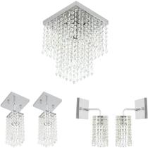 Conjunto Lustre 1 Marrycrilic + 2 Clearcrilic + 2 Arandela Conjunto Lustre 1 Marrycrilic + 2 Clearcrilic + 2 Arandela