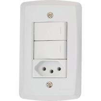 Conjunto Lux2 Branco 4x2 com 2 Interruptores Simples de 10 Ampères e 250 Volts + 1 Tomada 2P+T de 20 Ampères e 250 Volts - 57145071 - TRAMONTINA