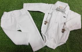 Conjunto Luxo Bebê Menino Body Gravata Social Batizado 2589