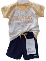 Conjunto Luxo Bebê Menino Camisa Bordada Bermuda Verão 13727