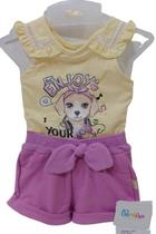 Conjunto Luxo Body + Shorts Bebê Menina Paraiso Verão 13972 Conjunto Luxo Body + Shorts Bebê Menina Paraiso Verão 13972