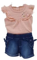 Conjunto Luxo Body + Shorts Jeans Bebê Menina Paraiso 13980 Conjunto Luxo Body + Shorts Jeans Bebê Menina Paraiso 13980