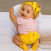 Conjunto Luxo Calcinha Bunda Rica Com Faixa de Cabelo RN a 12 meses