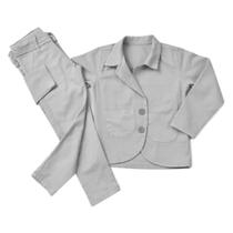 Conjunto Luxo Cinza 2 peças Blazer Sarja Calça Bebe Infantil Envio Imediato