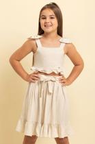 Conjunto Luxo Linho Top + Saia Menina Verão Lessa Kids K157 Conjunto Luxo Linho Top + Saia Menina Verão Lessa Kids K157