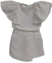 Conjunto Luxo Menina Blusa + Shorts Saia Pérolas Lessa K177