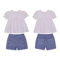 Conjunto Luxo Menina Blusa + Shorts Sarja Paraiso Rf 14075