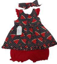 Conjunto Luxo Menina Estampado + Faixa Cabelo D+ Baby 60208 Conjunto Luxo Menina Estampado + Faixa Cabelo D+ Baby 60208