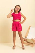 Conjunto Luxo Shorts Top Lastex Menina Verão Lessa Kids K120