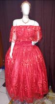 Conjunto luxo Vermelho Pomba Gira 3 peças Umbanda Candomblé Roupa de Santo tamanho unico