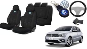 Conjunto Luxuoso Capas Tecido Banco Gol 2008-2012 + Capa Volante + Chaveiro VW