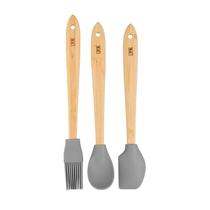 Conjunto Lyor 3 Utensílios Silicone C/ Cabo de Bambu Cinza Conjunto Lyor 3 Utensílios Silicone C/ Cabo de Bambu Cinza