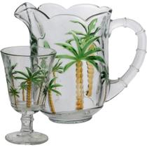 Conjunto Lyor Jarra 1,3L com 6 Taças 240ml de Cristal Palm Hand Painting