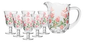 Conjunto Lys Floral Jarra 1,5l + 6 Taças 240ml Lyor Conjunto Lys Floral Jarra 1,5l + 6 Taças 240ml Lyor