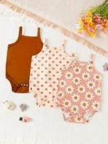 Conjunto Macacão Bebê Menina Verão - Padronagem Floral e Bolinhas