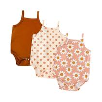 Conjunto Macacão Bebê Menina Verão - Padronagem Floral e Bolinhas