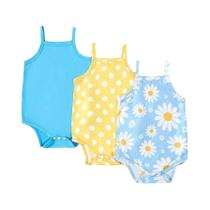 Conjunto Macacão Bebê Menina Verão - Padronagem Floral e Bolinhas