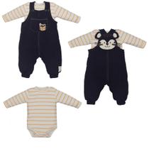 Conjunto Macacão Com Body Bebê Menino Azul Heitor Tigrinho Conjunto Macacão Com Body Bebê Menino Azul Heitor Tigrinho