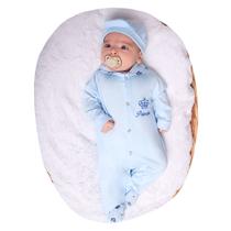 Conjunto Macacão Com Boné Menino Baby Príncipe Azul 02 peças