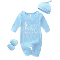 Conjunto Macacão de Malha Azul Bibimom para Bebê 0-3 Meses Conjunto Macacão de Malha Azul Bibimom para Bebê 0-3 Meses