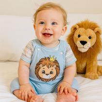 Conjunto Macacão Jardineira + Camiseta Leão Bebe Menino Tam RN a 03 Meses Conjunto Macacão Jardineira + Camiseta Leão Bebe Menino Tam RN a 03 Meses
