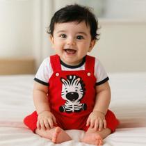 Conjunto Macacão Jardineira + Camiseta Zebra Bebe Menino Tam 03 a 06 Meses Conjunto Macacão Jardineira + Camiseta Zebra Bebe Menino Tam 03 a 06 Meses