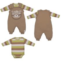 Conjunto Macacão Manga Longa Body Bege Bebê Menino Emanuel