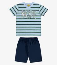 Conjunto Machão c Bermuda em Meia Malha Rovi Kids Azul