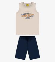 Conjunto Machão c/ Bermuda em Meia Malha Rovi Kids Bege